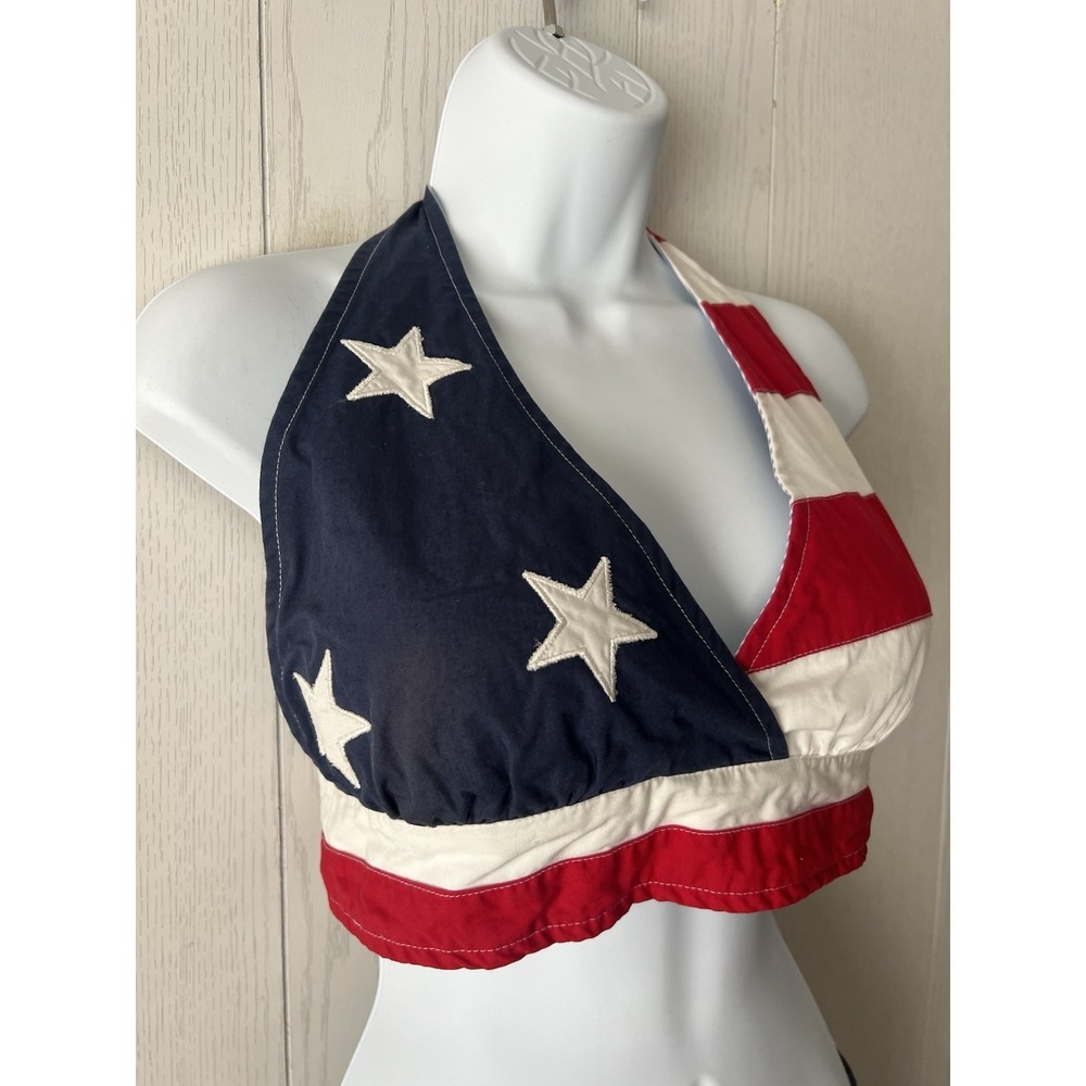 Rare 1990's Tommy Hilfiger USA Flag Halter Top Skirt Set Large & 6 Vintage Stars - Picture 2 of 16